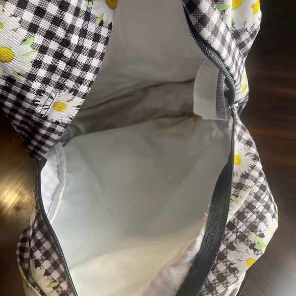 Jansport Black and White Checkered Backpack with Daisy Print - Picture 8 of 9